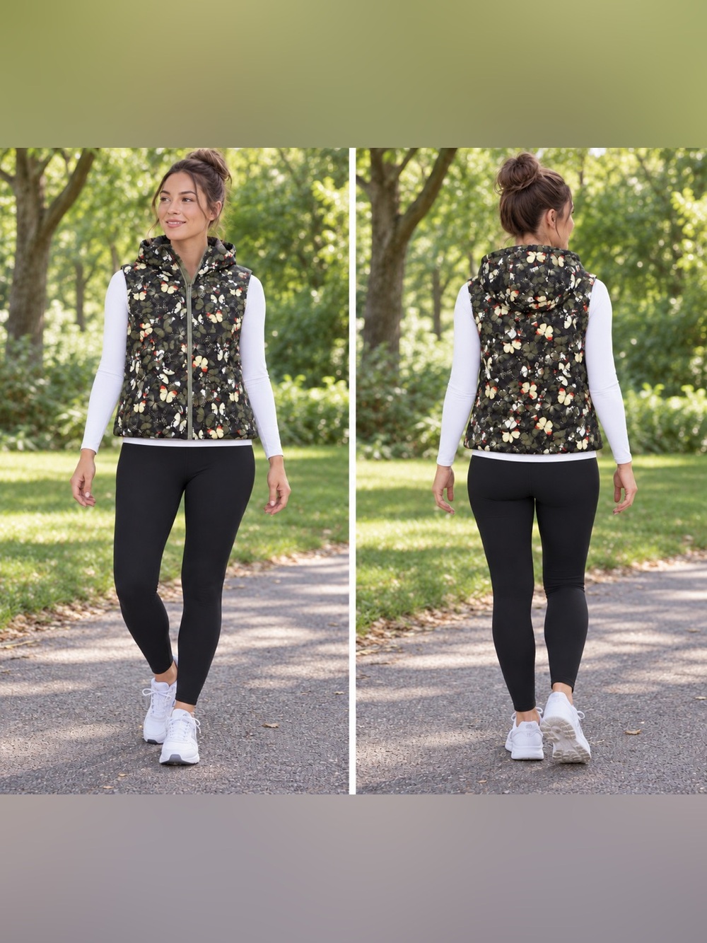 Lululemon Reversible Butterfly Hooded Goose Down Vest Size 10